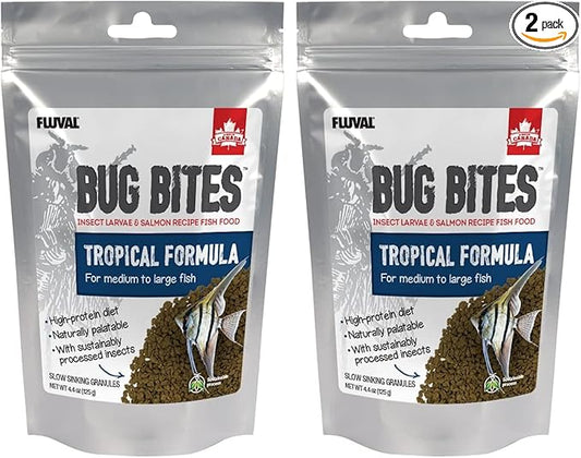 Fluval Bug Bites Tropical Fish Large Granules 4.4 oz, A6579, Brown (Pack of 2)