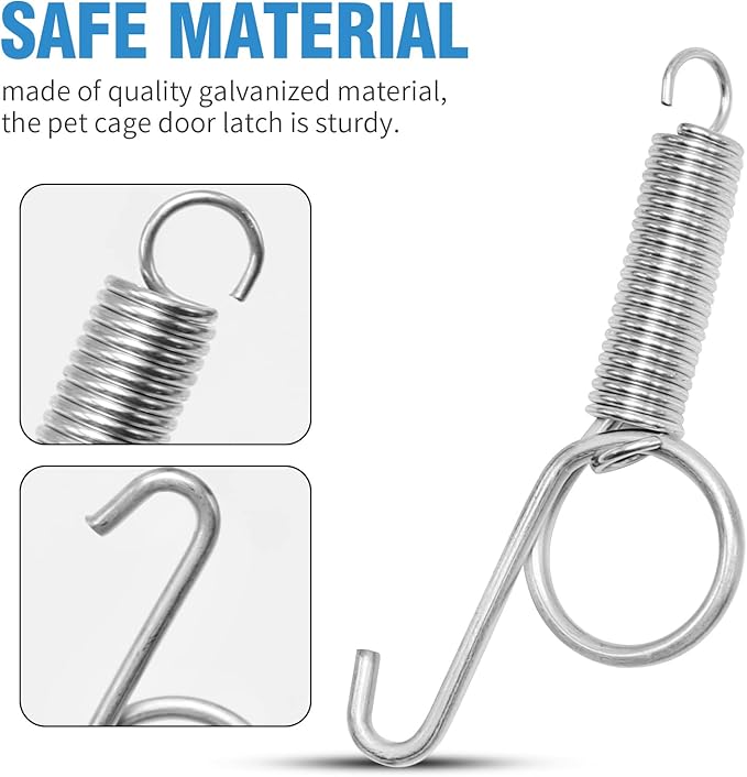 Anxingo 30 Pcs Spring Cage Latch Door Spring Hook Metal Finger for Fixing Rabbit, Dog, Cat, Birds,Rodents, Guinea Pig, Hamster, Parrot Hedgehog Cage Door