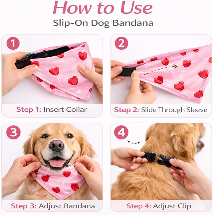 Luxury Satin Dog Bandana – Slip-On Collar Style, Premium Pet Scarf for Medium, Large & XL Dogs – Special Occasion Accessory (Collar Not Included) (Medium - Extra Large, Cupid Luxe - Satin)