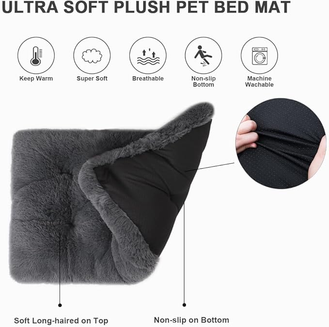 Vonabem Large Dog Bed XL, Washable Dogs Crate Pad 42 Inch, Plush Soft Pet Mats for Sleeping, Anti Slip Kennel Pads 41 * 27 inch Dark Grey
