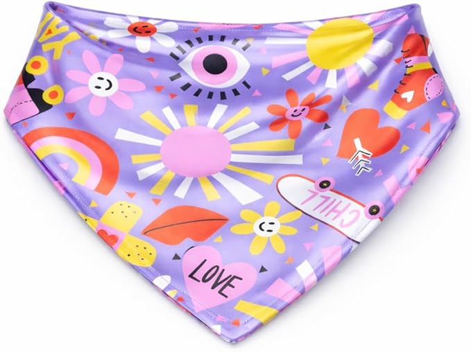 Luxury Satin Dog Bandana – Slip-On Collar Style, Premium Pet Scarf for Medium, Large & XL Dogs – Special Occasion Accessory (Collar Not Included) (Medium - Extra Large, Love n Chill)