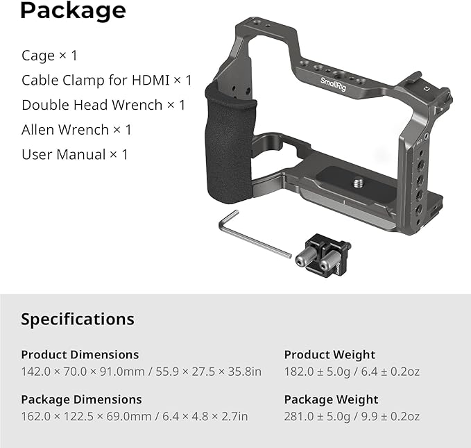 SmallRig Hawklock Quick Release Cage Kit for Sony Alpha 6700, with Multiple Mounting Interfaces and Built-in Quick Release Plate for Arca-Swiss Plate and NATO Rail, with Cable Clamp for HDMI - 5060