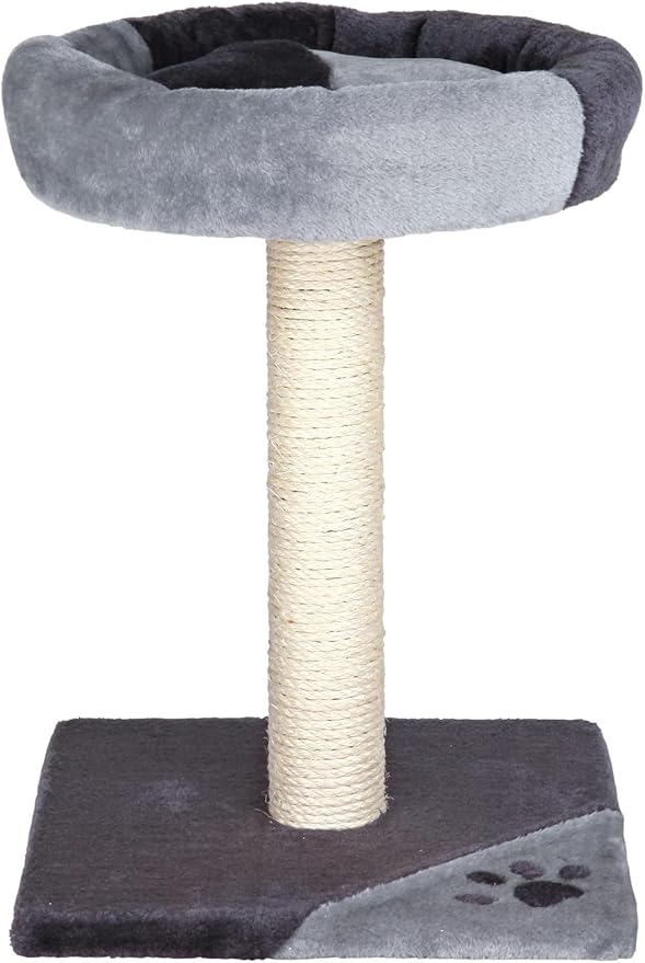 Trixie Tarifa Cat Scratching Post 20.5 Inch - Cat Scratcher with Soft Fabric Covering Base and Durable Sisal Rope - with Padded Platform - in Gray/Black