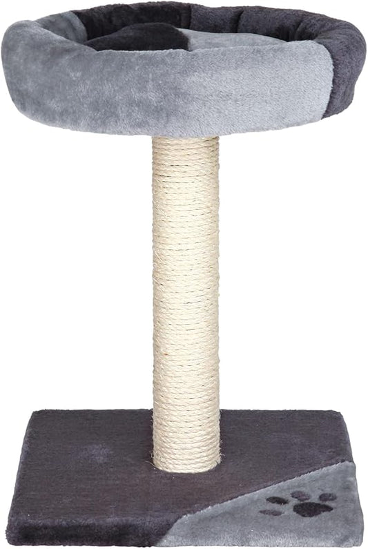 Trixie Tarifa Cat Scratching Post 20.5 Inch - Cat Scratcher with Soft Fabric Covering Base and Durable Sisal Rope - with Padded Platform - in Gray/Black