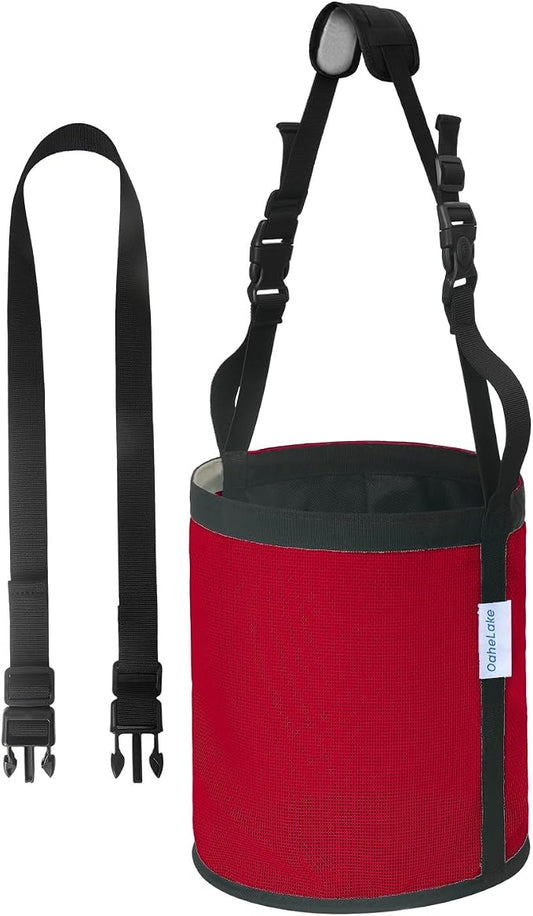 Horse Feed Bag for Grain, Breathable Mesh Feed Bags for Horses, Muzzle Feedbag for Feeding Grain, Anti-Spill Design Feeder, Soft Neck Pad Nose Pad, Universal Fit (Red Pack of 1)