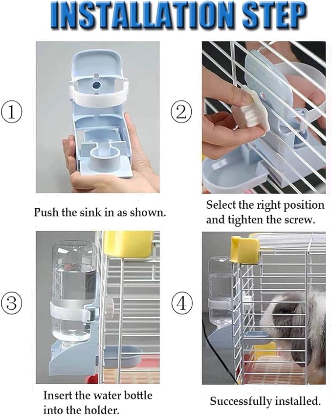 17oz Rabbit Water Bottle, Guinea Pig Water Bottle, Hanging Automatic Small Animal Bowl for Bunny Chinchilla Hedgehog Ferret Hamster