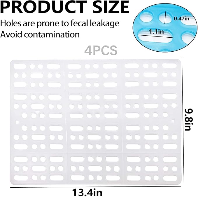 kathson 4 Pcs Rabbit Feet Pad Plastic Bunny Cage Floor Mat Foot Resting Hole Leak Water Nest Mat Pet for Small Animal Hamster Rat Chinchilla Guinea Pig Cats Dogs (White)