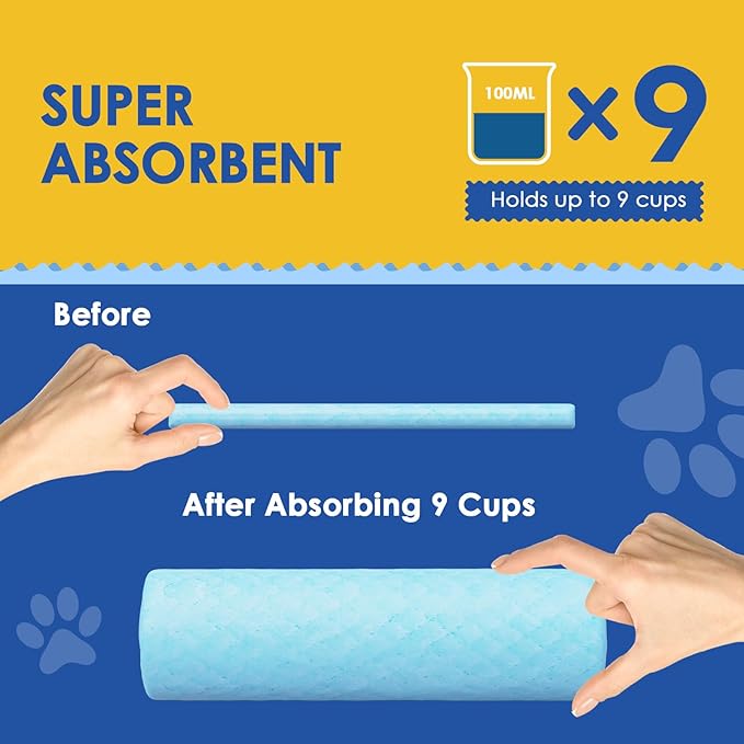 JollyMate 28"x34" Dog Pee Pads Extra Large, 50 Pack X-Large Super Absorbent Pet Pee Pads with Adhesive Tabs, 6 Layers Thick Leak-Proof Potty Pads for Dogs and Puppies