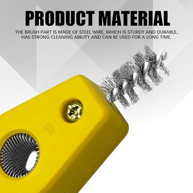 4 in 1 Car Battery Cleaning Brush, Battery Terminal Cleaner, Anti-Rust Auto Battery Cleaner Brush Tool with Steel Wire, Vehicle Battery Terminals Machine Parts Cleaning Tool for Cars (Yellow)