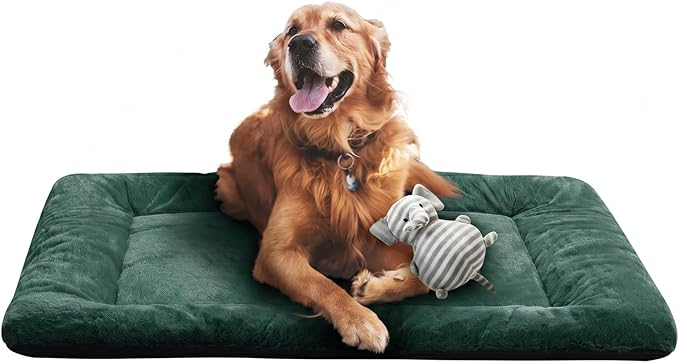 Dog Beds Crate Pad for Large Dogs Ultra Soft Dog Crate Bed Washable & Anti-Slip Kennel Pad for Dogs Cozy Sleeping Mat,Green 42inch