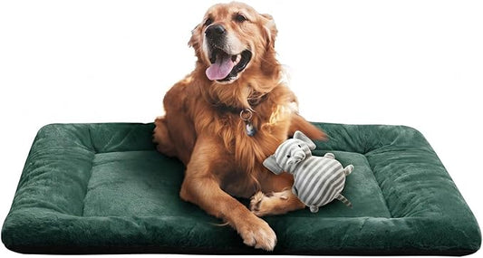 Dog Beds Crate Pad for Large Dogs Ultra Soft Dog Crate Bed Washable & Anti-Slip Kennel Pad for Dogs Cozy Sleeping Mat,Green 42inch