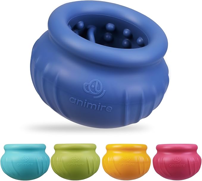 Wobbly Dog Enrichment Lick Toy, Stuffable Frozen Lick Bowl to Keep Dogs Busy, Long-Lasting Interactive Treat Dispensing Dog Toy, Silicone Fetch Catch Chew Toy(Dark Blue,M)