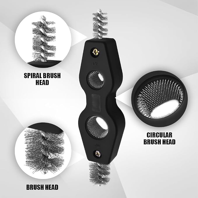 4 in 1 Car Battery Cleaning Brush, Battery Terminal Cleaner, Anti-Rust Auto Battery Cleaner Brush Tool with Steel Wire, Vehicle Battery Terminals Machine Parts Cleaning Tool for Cars (Black)
