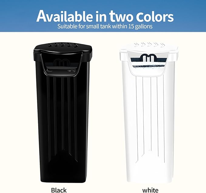 Small Aquarium Filter, Fish Tank Filter, Turtle Tank Filter,Ultra Silent 3.5W Low-Water Reptile Waterfall Filter for 1-15 Gallon (Black Filter)