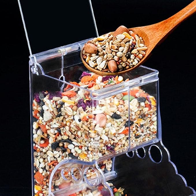 Hamsters Feeder Small Animals Automatic Dispenser Acrylic Clear Pet Food Storage Bowl for Dwarf Hamster Gerbils Mice Hedgehog Guinea Pig Pigeon Parrots (300ML)