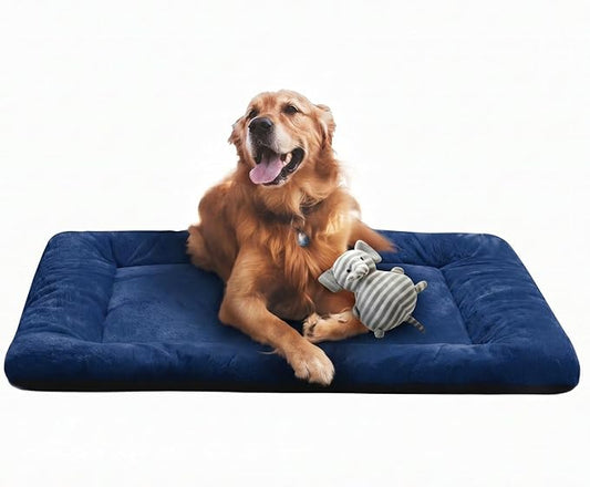 Dog Beds Crate Pad for Large Dogs Ultra Soft Dog Crate Bed Washable & Anti-Slip Kennel Pad for Dogs Cozy Sleeping Mat,Navy Blue 42inch