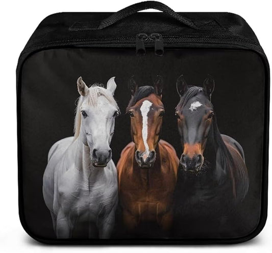 Rnyleeg Horse First Aid Bag Empty Black First Aid Kit for College Dorm Travel Medicine Pouch Emergency Medical Kits