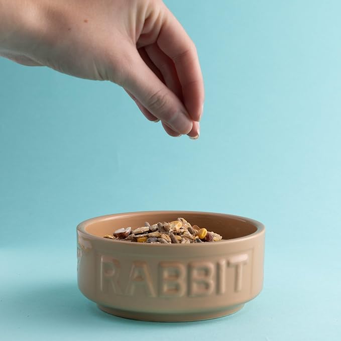 Mason Cash: Cane Rabbit Bowl - 5.2", 13.5oz - Tan Food-Water Feeding Dish, Durable Ceramic Stoneware, Microwave-Dishwasher Safe, Pet Feeding-Hydration