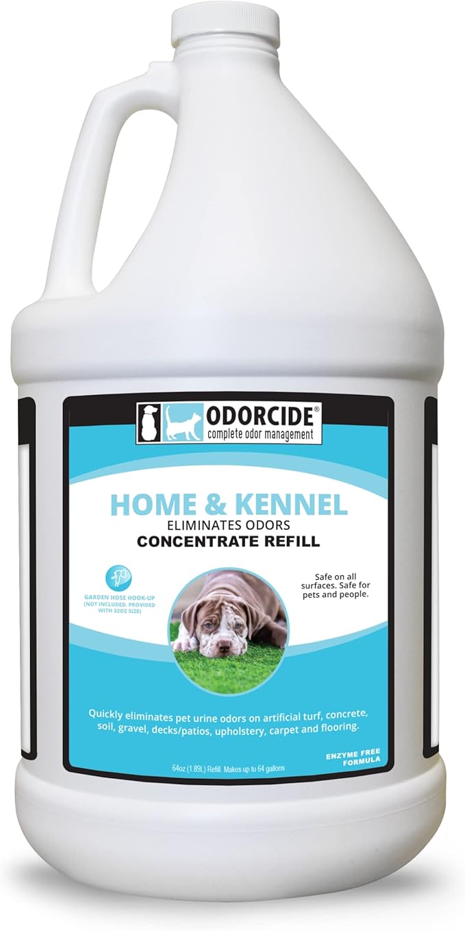 Odorcide Pet Odor Eliminator for Home & Kennel – All Surfaces Odor Eliminator for Strong Odor – Non-Enzymatic Pet Urine Odor Eliminator Spray – Pet Supplies for Indoors & Outdoors (64 oz)