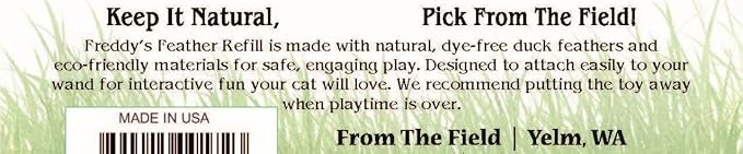 from The Field Freddy's Feather Wand Refill | Natural Cat Toy with Dye-Free Feathers | Eco-Friendly Cork & Hemp String | Interactive Play for Cats | USA-Made Feather Replacement Attachment
