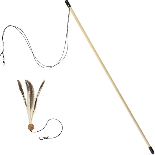 from The Field | Freddy's Feather Wand Interactive Cat Toy | Natural Duck Feather & Cork Ball for Cats | Eco-Friendly, Safe, and USA-Made | Engaging Play for Indoor Cats | Encourages Exercise