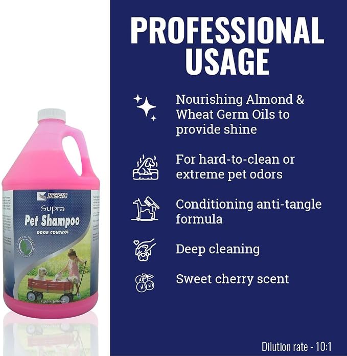 Kenic Supra Deodorizing Dog Shampoo, Powerful Odor Control Deep Clean, Naturally Derived Ingredients, Professional Groomer Formula, Made in USA