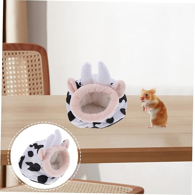 UKCOCO Plush Bunny Plush Cow Stuffed Hedgehog Guinea Pig Habitat Cow Hamster Hideout Rabbit Bed House Small Pet House Guinea Pig House Rat House Decor Warm Bed Cotton Nest Sleeping Nest