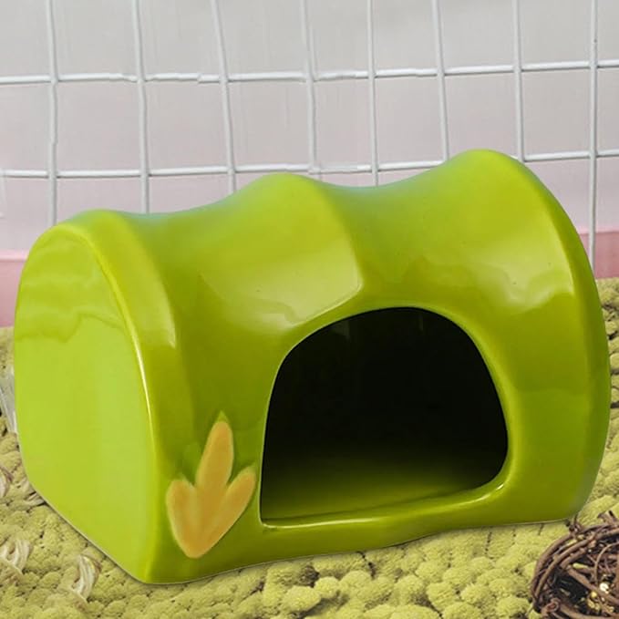 Gralara Ceramic Hamster House Hideout Habitat Decorations, Creative Tiny Hut Cave, Nest for Gerbils Rats Chinchillas Squirrel Rabbits, 10.2x8.7x3cm
