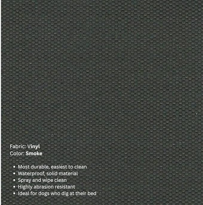 Kuranda Chewproof Elevated Dog Bed - Silver Aluminum - 35" x 23" - Heavy Duty Vinyl - Smoke