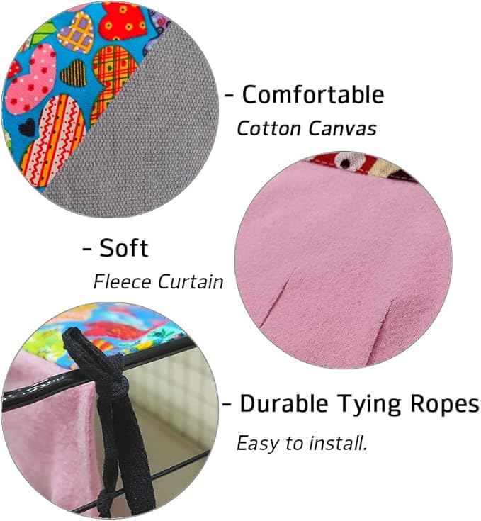 RIOUSSI Guinea Pig Hideout Hideaway Corner Fleece Toys Cage Accessories with Reversible Sides. Pink, Rectangle
