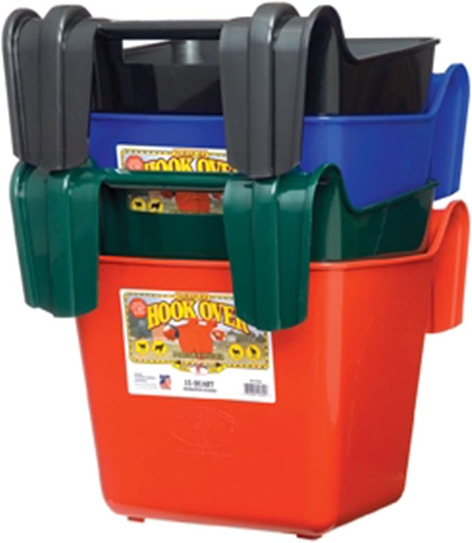 Little Giant® Plastic Hook Over Feeder | Mountable Livestock & Pet Feed Bucket | Horse Feed Bucket | Made in USA | 15 Quarts | Black