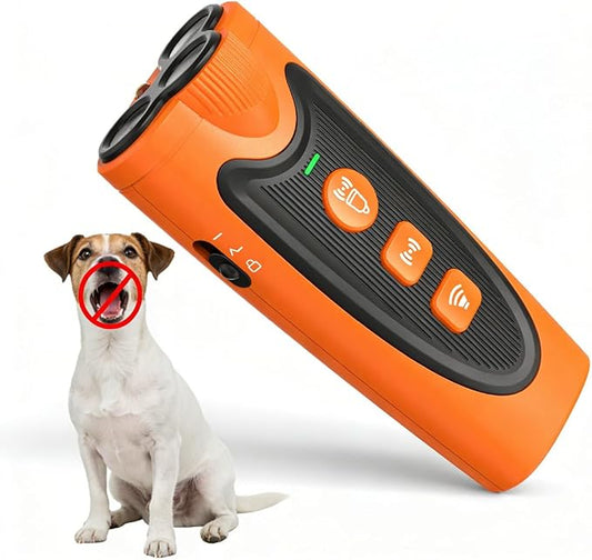 3X Ultrasonic Dog Bark Deterrent, 6 Training Modes, 23FT Range, 30-Day Battery, Rechargeable & Humane Anti-Barking Device for Indoor & Outdoor