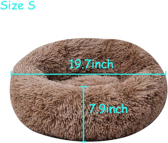 Modern Soft Plush Round Pet Bed for Cats or Small Dogs, Mini Medium Sized Dog Cat Bed Self Warming Autumn Winter Indoor Snooze Sleeping Cozy Kitty Teddy Kennel (20'' D x 8'' H, Coffee)
