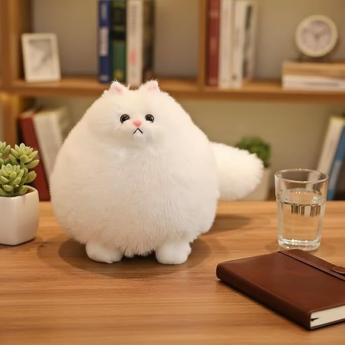 Winsterch Stuffed Animal Plushie Cat Stuffed Animal,Cute Soft Plush Cat Animals,White Stuffed Cat, Birthday for Kids,Boys,Girls,Fat Cat Stuffed Toy (White, 10 Inches)