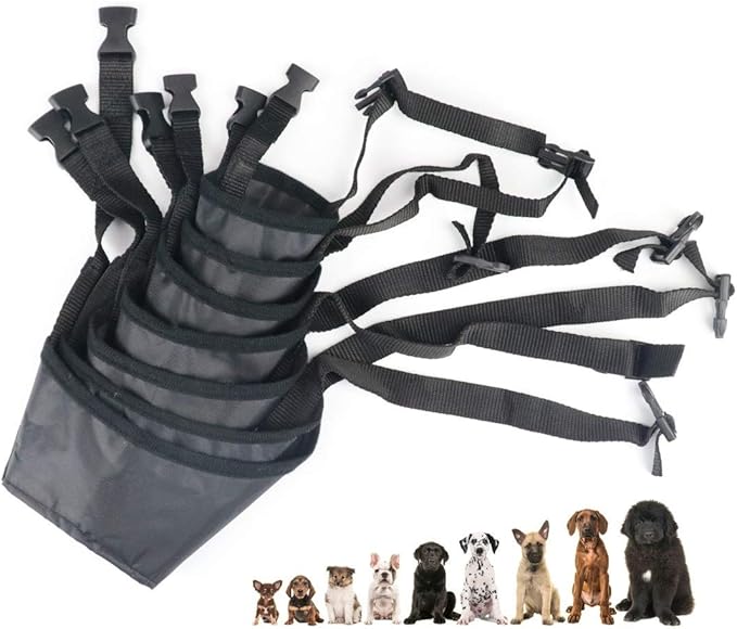 Idepet 7PCS Adjustable Dog Muzzles - Anti-Biting Barking Muzzles for Small, Medium, Large & Extra Dogs (Pack of 7)