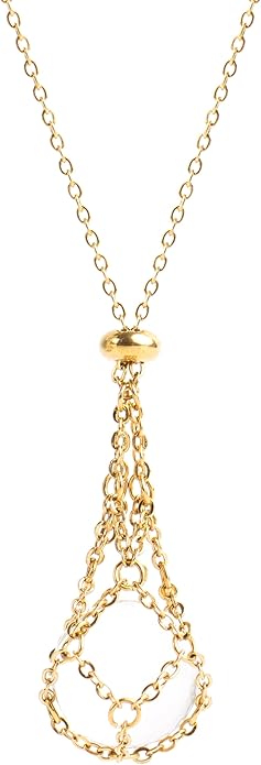 22Inch Stainless Steel Interchangeable Crystal Holder Necklace Chained GemStones Cage Necklace Trendy Pendant Necklace for Women Men Necklace Holder for Healing Crystal