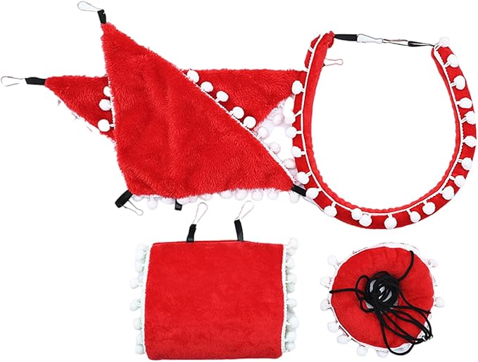 5 in 1 Ferret Rat Guinea Hammock and Warm Bed, Soft Cotton Guinea Pig Hideout Hammock Tunnel, Hanging Swing Cage Accessories for Hamster Sugar Glider Squirrel
