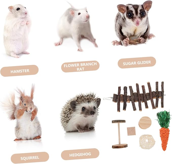 BESPORTBLE 6pcs Pet Chew Toys Set Bunny Hamster and Rabbit Teeth Cleaning Playthings for Molar Health and Chewing Fun for Pet Accessories and Care