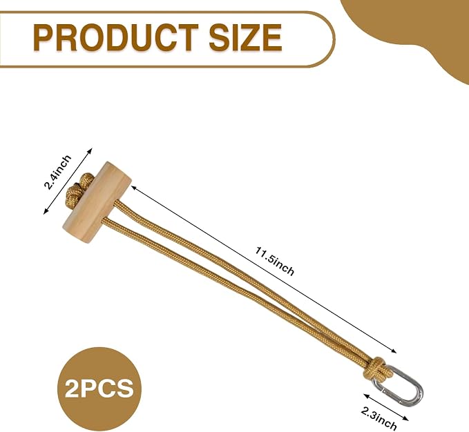 2 PCS Horse Bucket Strap with Wooden Snap Multi-Purpose Adjustable Nylon Rope & Quick Release Carabiner Hay Chix Horse Bucket Strap for Stable Water Bucket Hanging Equine Barn Supplies