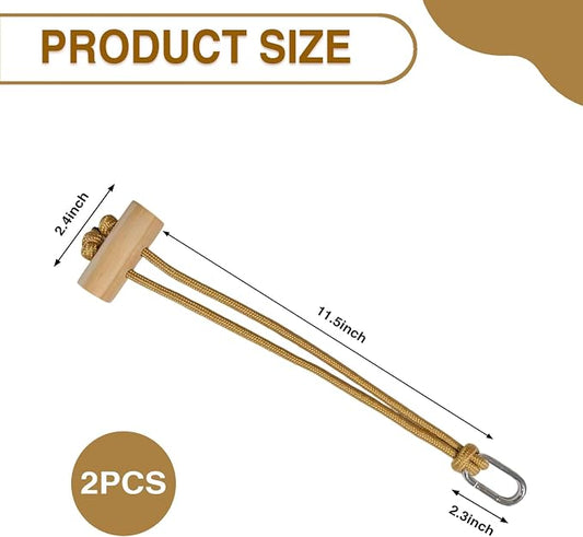 2 PCS Horse Bucket Strap with Wooden Snap Multi-Purpose Adjustable Nylon Rope & Quick Release Carabiner Hay Chix Horse Bucket Strap for Stable Water Bucket Hanging Equine Barn Supplies
