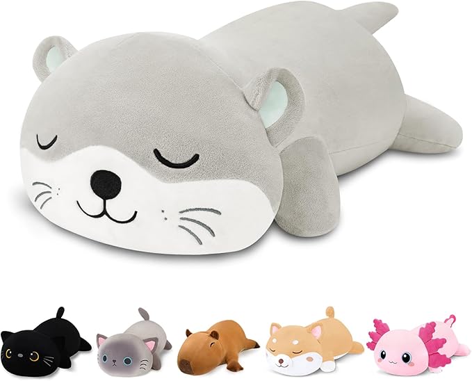 Finebee Weighted Otter Stuffed Animals, Cute Weighted Otter Plush, Soft Stuffed Weighted Plushie Birthday for Kids & Adults (13.8" 1.6Lbs)