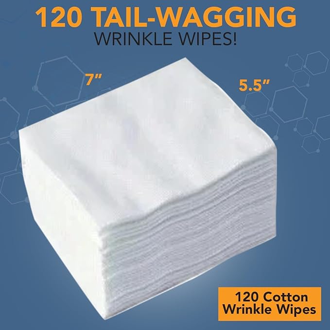 NOVEHA 5”x7” Large Dog Wipes | Wipes for Bulldog, French Bulldog, Pug, English Bulldog | Deodorizing, for Multiple Areas Removes Dirt, Wrinkles, Folds, Tear Stain, Tail Pocket & Paws (3PK-120 Counts)
