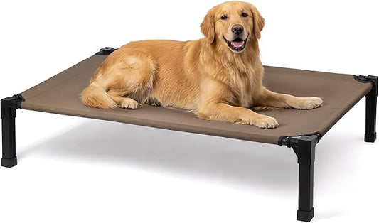 Niubya Elevated Outdoor Dog Bed, Cooling Elevated Pet Cot, Steel-Framed and Non-Slip Feet, Raised Dog Bed with Waterproof, Washable, Breathable Teslin Mesh, 51in