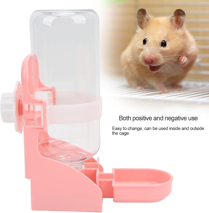 17oz Rabbit Water Bottle, Small Pet No Drip Hanging Water Dispenser, Automatic Bunny Water Bottle Water Feeder for Chinchilla Guinea Pig Hedgehog Ferret (Pink)