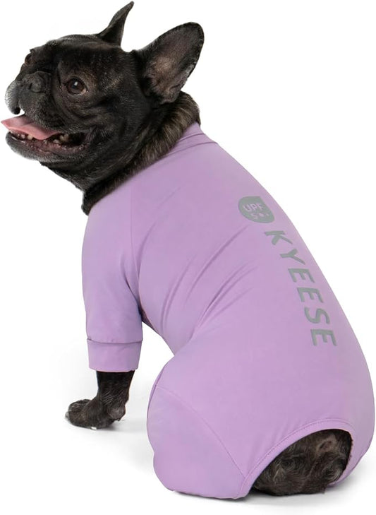 KYEESE UV Protection Dog Shirt, UPF 50+ Cooling Summer Jumpsuit for Small Dogs, Breathable Reflective Shedding Control Dog Sun Shirts, Quick-Dry Dogs Onesie Pet Clothes, Purple, L