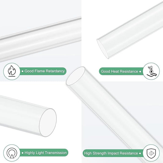 M METERXITY 1-Pack Clear Plastic Tube, 30mm[1.18"] ID x 32mm[1.26"] OD High Impact Rigid Polycarbonate Round Pipes for Water Plumbing/Lighting/Aquariums/Models, Plastic Tubing [305mm/12IN]