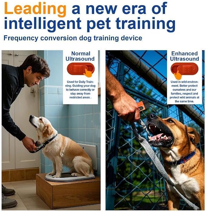 Professional Sonic Emitters Dog Training Tool Dog Bark Deterrent Device with LED Flashlight, 30ft Range Anti Bark Barking Dog Silencer,Rechargeable Portable Dog Barking Stopper