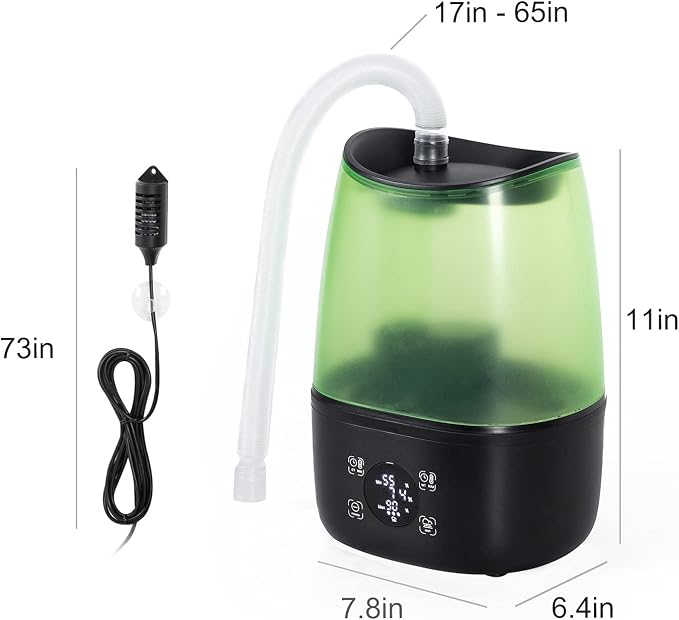 REPTI ZOO Reptile Automatic Fogger 2 IN 1 Digital Timing & Hygrostat Humidifier Remote Control 4L Large Tank Reptile Terrarium Fogger with Extended Hose for Bearded Dragon/Lizard/Gecko/Snake/Tortoise