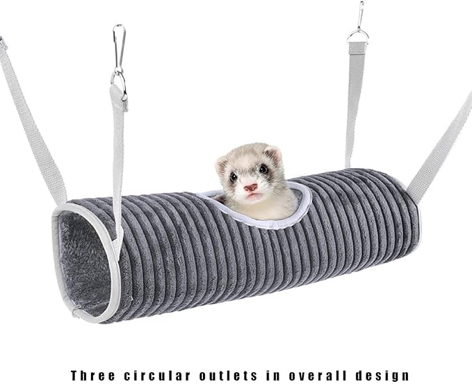 Ferret Tunnel Hanging Hammock Bed, Small Animal Rats Squirrel Toy - Grey