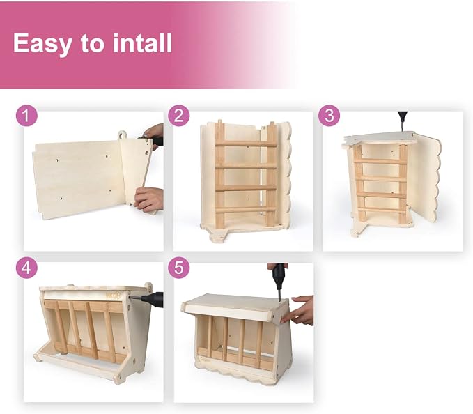 Pet Wooden Hay Feeder for Rabbits, Guinea Pigs, and Chinchillas | Alfalfa Timothy Hay Dispenser, Less Wasted Small Animals Hay Manger (Hanging Large)